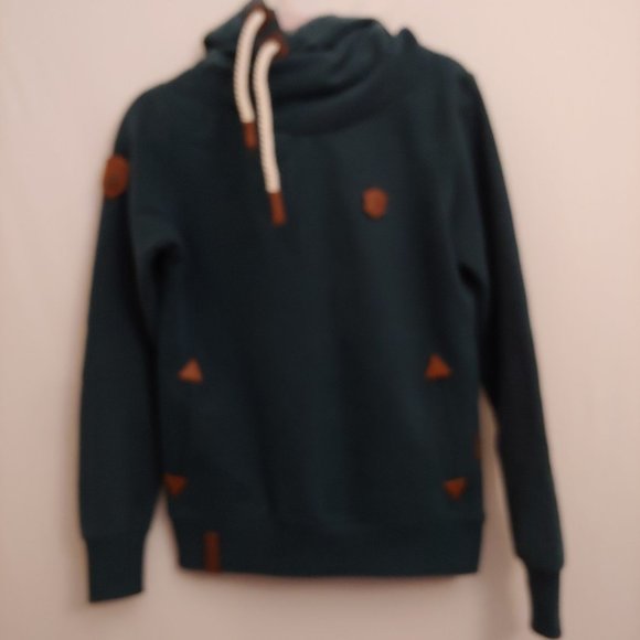 Naketano Tops - Naketano Brave New World Thick Teal Coastal Cowl Neck Pullover Hoodie Medium